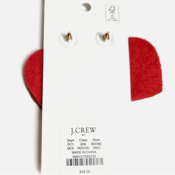 J. CREW FACT, Valentine Beaded Heart Earrings Bright Cerise Red Gold Plated, NWT - Picture 5 of 5